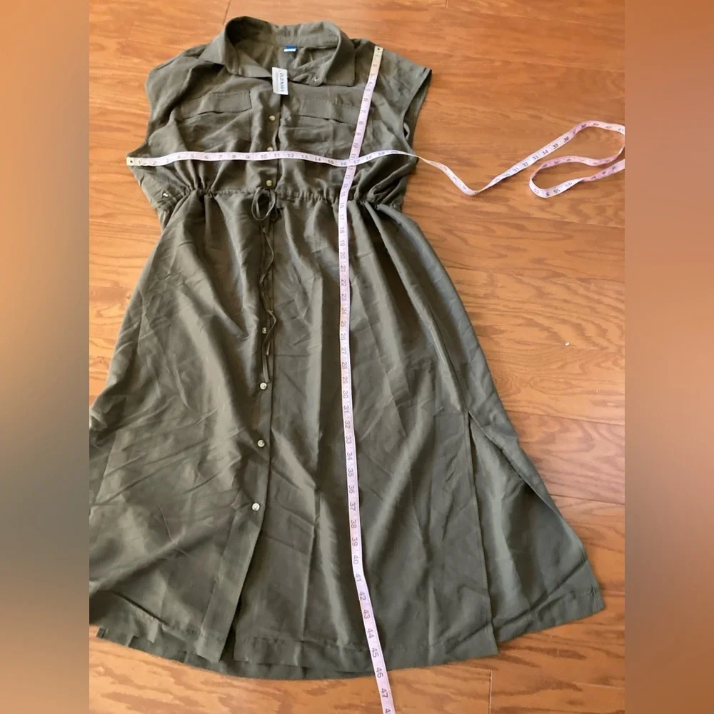 NWT Old Navy Waist Defined Utility MIDI Green Shirt Dress Size XL - Picture 11 of 12
